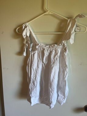 H&M White Tie-Shoulder Linen-Blend Camisole